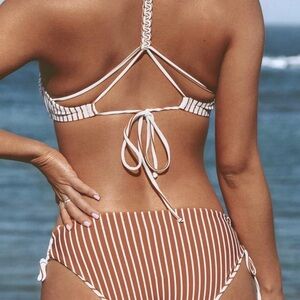 Cupshe Striped Bikini in Brown and White